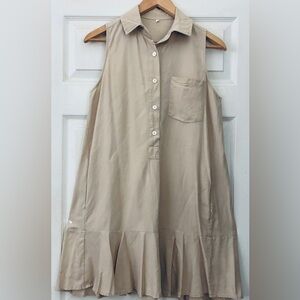 Chic Sleeveless Beige Dress